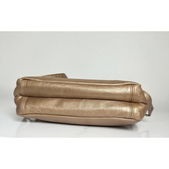 Vintage SAS Metallic Bronze Gold Crossbody Purse Handbag Croc Accents - Picture 4 of 7